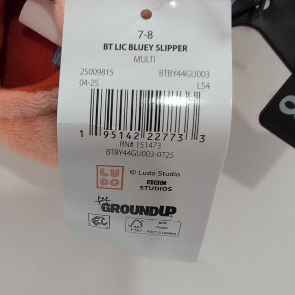 NWT Comfy Bluey & Bingo Plush Slippers Size 7/8 Child's Kid's Warm - Picture 4 of 4